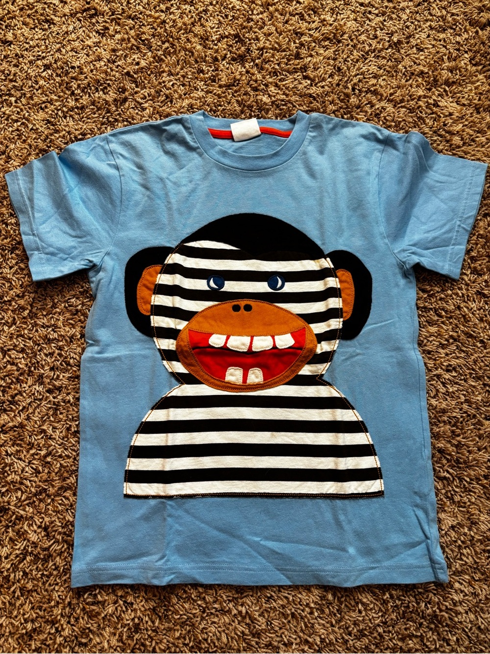 Mini Boden Blue Monkey Appliqué T-Shirt